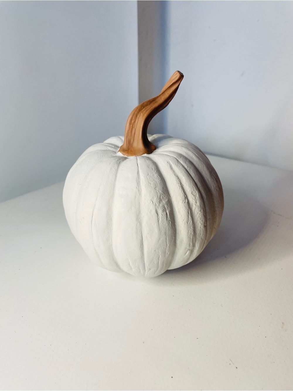 Hobby Lobby White Pumpkin with Brown Stem Accent